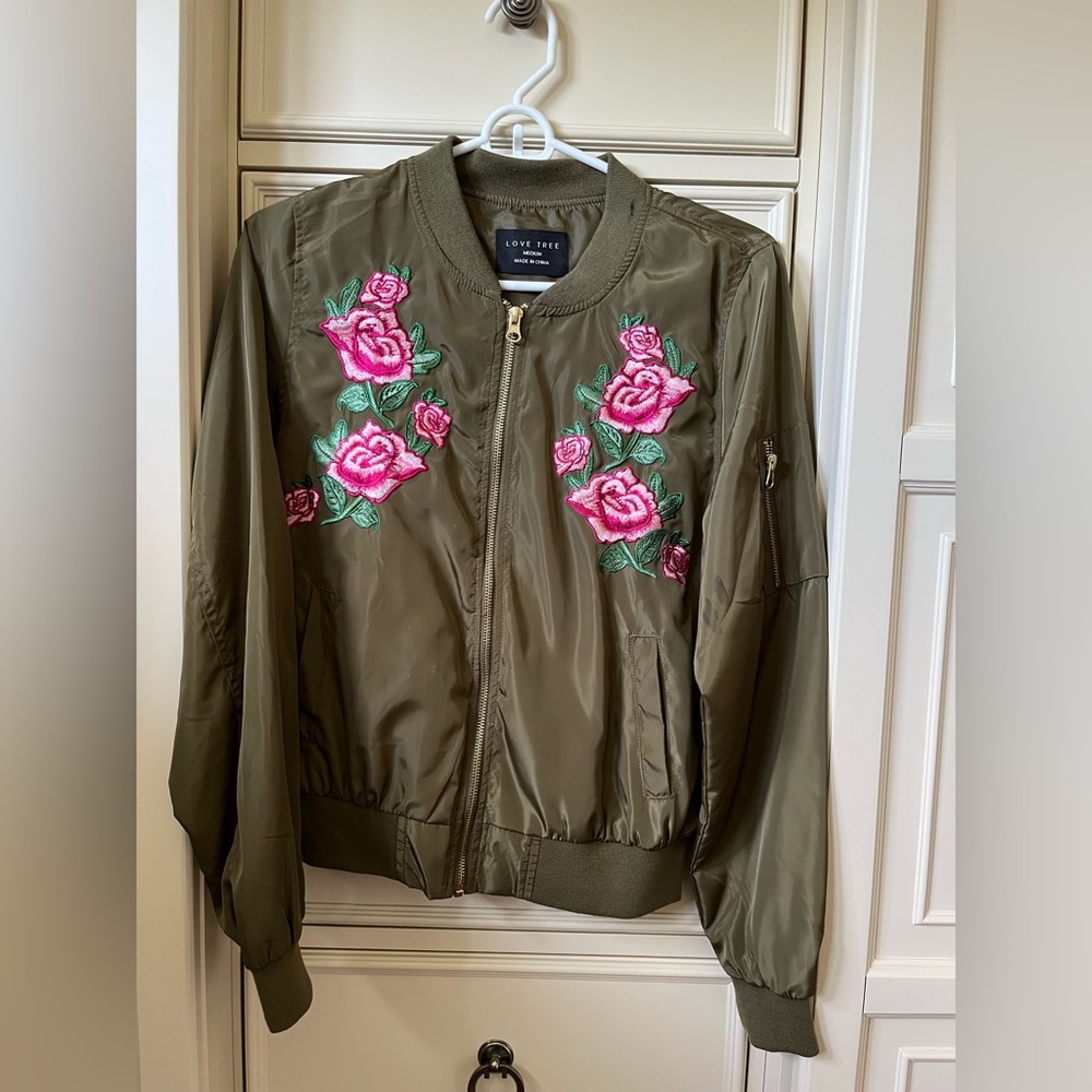 Love Tree Green Bomber Jacket